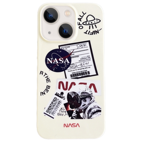 For iPhone 14 Astronaut Pattern Glossy PC Phone Case(White)