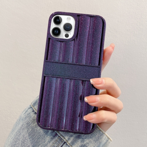 

For iPhone 11 Pro Max Glitter Powder Door Frame TPU Phone Case(Deep Purple)