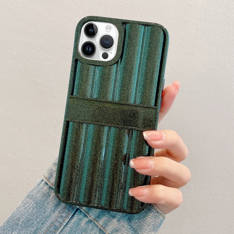 

For iPhone 11 Pro Max Glitter Powder Door Frame TPU Phone Case(Dark Green)