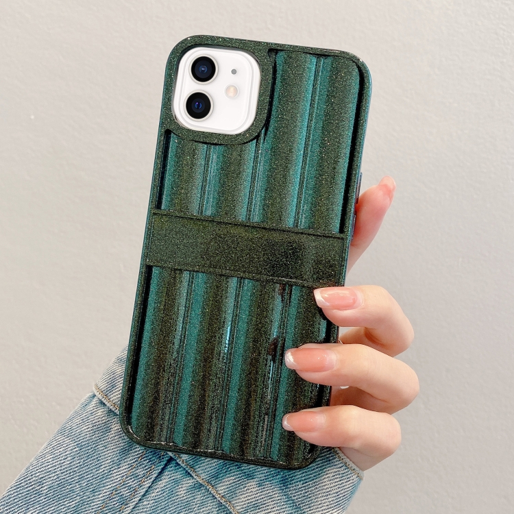 

For iPhone 11 Glitter Powder Door Frame TPU Phone Case(Green)