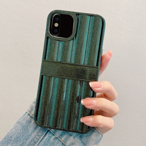 

For iPhone X / XS Glitter Powder Door Frame TPU Phone Case(Dark Green)