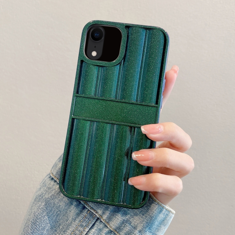 

For iPhone XR Glitter Powder Door Frame TPU Phone Case(Green)