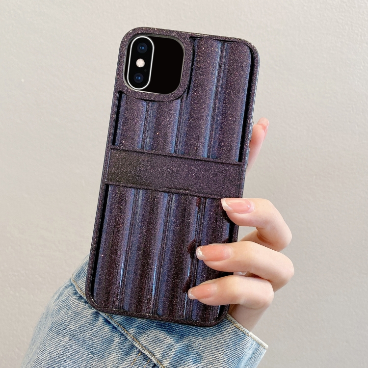 

For iPhone XS Max Glitter Powder Door Frame TPU Phone Case(Black)