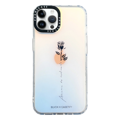 

For iPhone 14 Pro Double-sided Film Print Rose Phone Case(Gradient)