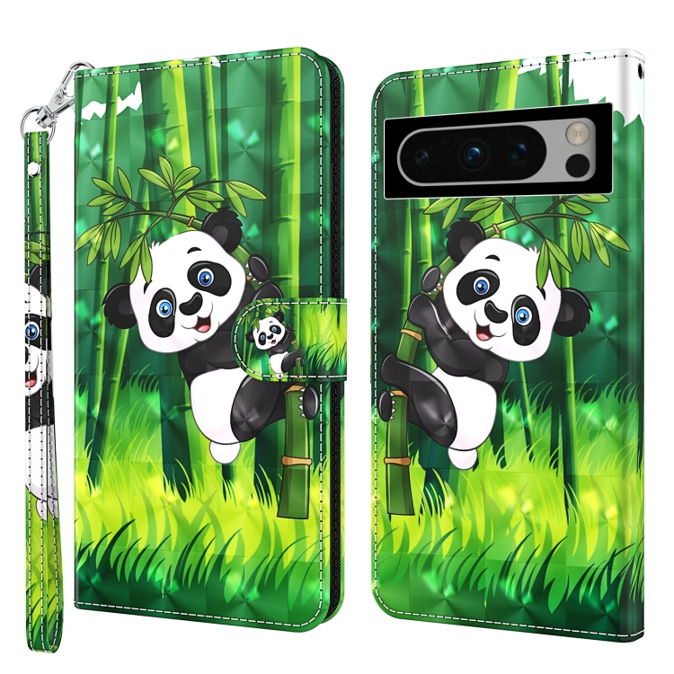 

For Google Pixel 8 Pro 3D Painting Pattern Flip Leather Phone Case(Bamboo Panda)