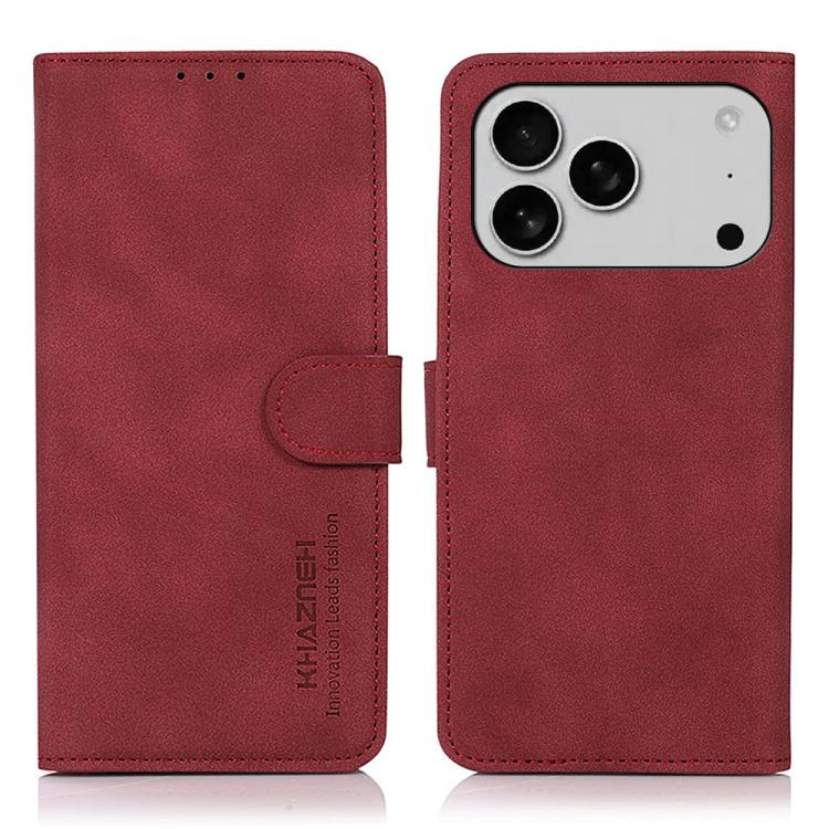 

For iPhone 17 Pro KHAZNEH Matte Texture Leather Phone Case(Red)