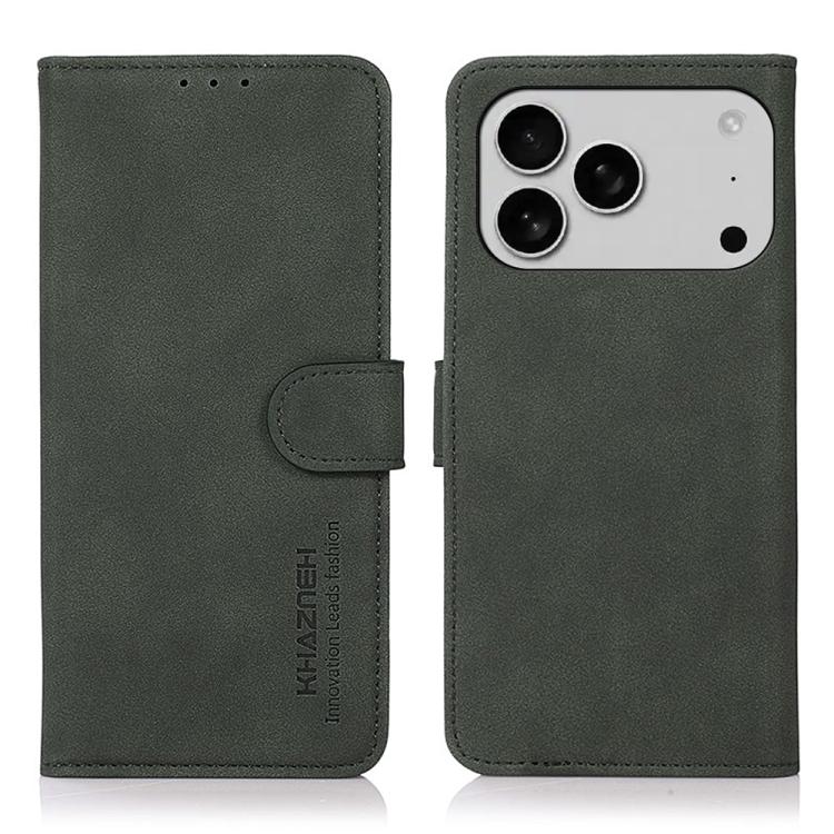 

For iPhone 17 Pro KHAZNEH Matte Texture Leather Phone Case(Green)