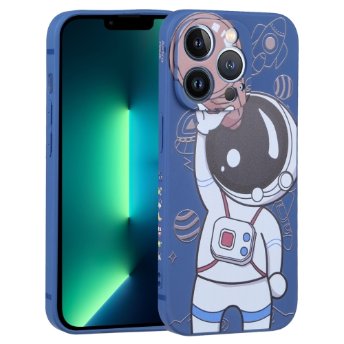 

For iPhone 13 Pro Max Spaceman Binoculars Phone Case(Blue and Brown)