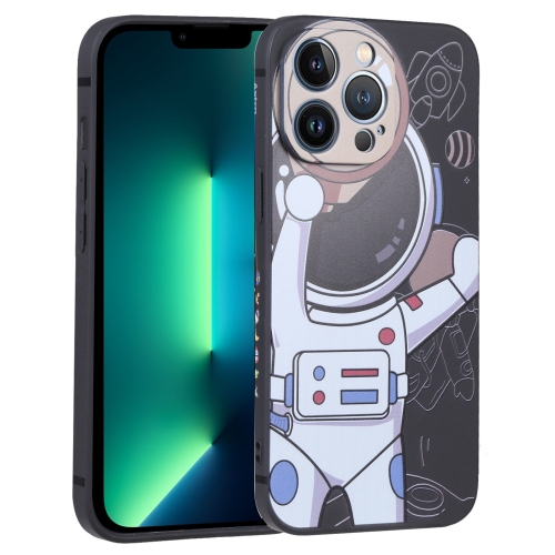 

For iPhone 13 Pro Max Spaceman Binoculars Phone Case(Black and Beige)