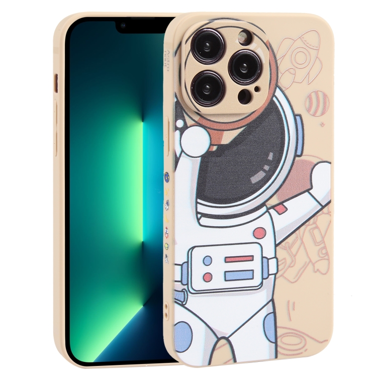 

For iPhone 13 Pro Spaceman Binoculars Phone Case(Beige)