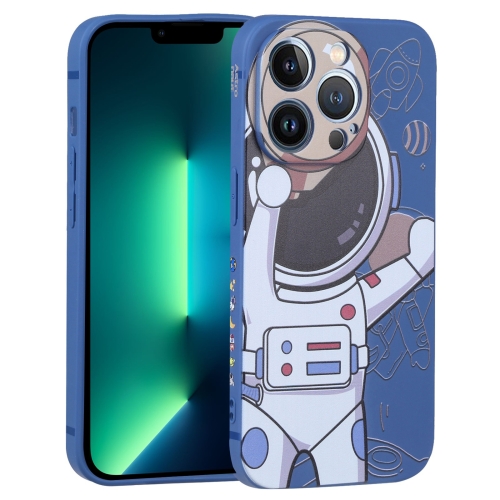 

For iPhone 13 Pro Spaceman Binoculars Phone Case(Blue and Beige)