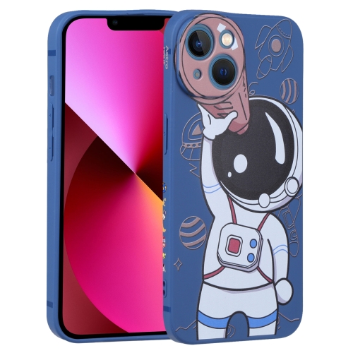 

For iPhone 13 Spaceman Binoculars Phone Case(Blue and Brown)