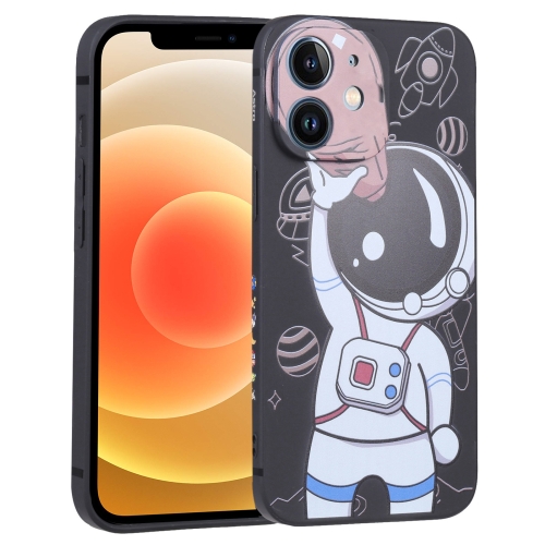 

For iPhone 12 Spaceman Binoculars Phone Case(Black and Brown)