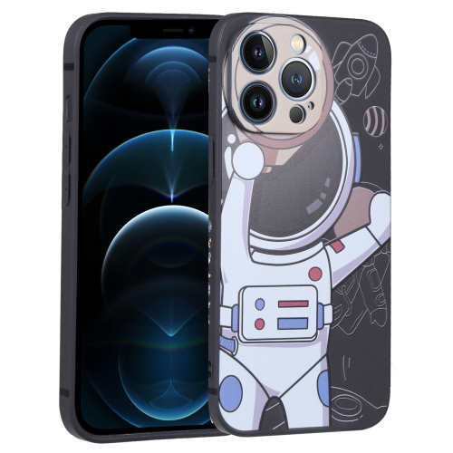 

For iPhone 12 Pro Max Spaceman Binoculars Phone Case(Black and Beige)