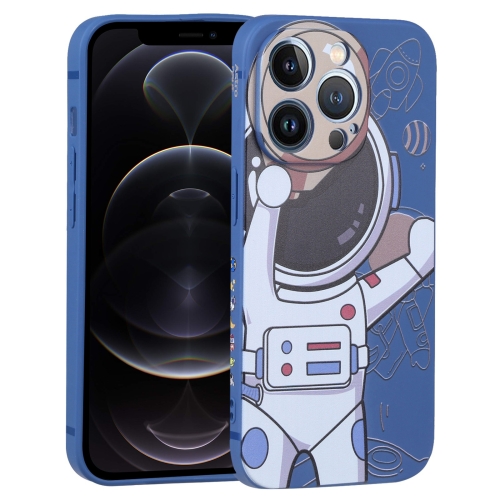 

For iPhone 12 Pro Spaceman Binoculars Phone Case(Blue and Beige)