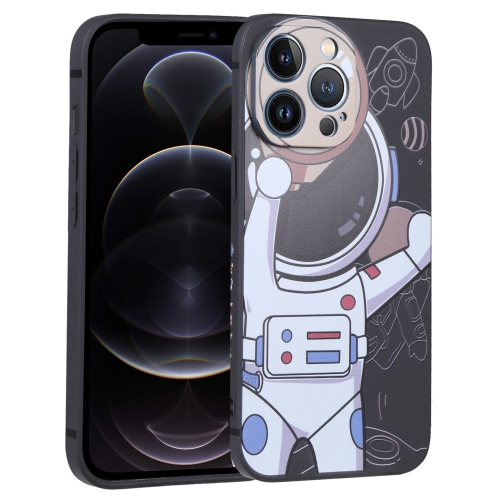 

For iPhone 12 Pro Spaceman Binoculars Phone Case(Black and Beige)