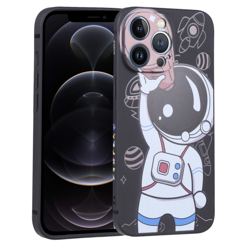 

For iPhone 12 Pro Spaceman Binoculars Phone Case(Black and Brown)