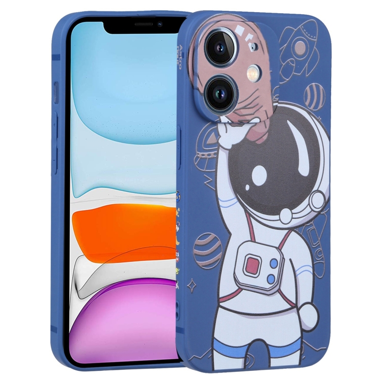 

For iPhone 11 Spaceman Binoculars Phone Case(Blue and Brown)