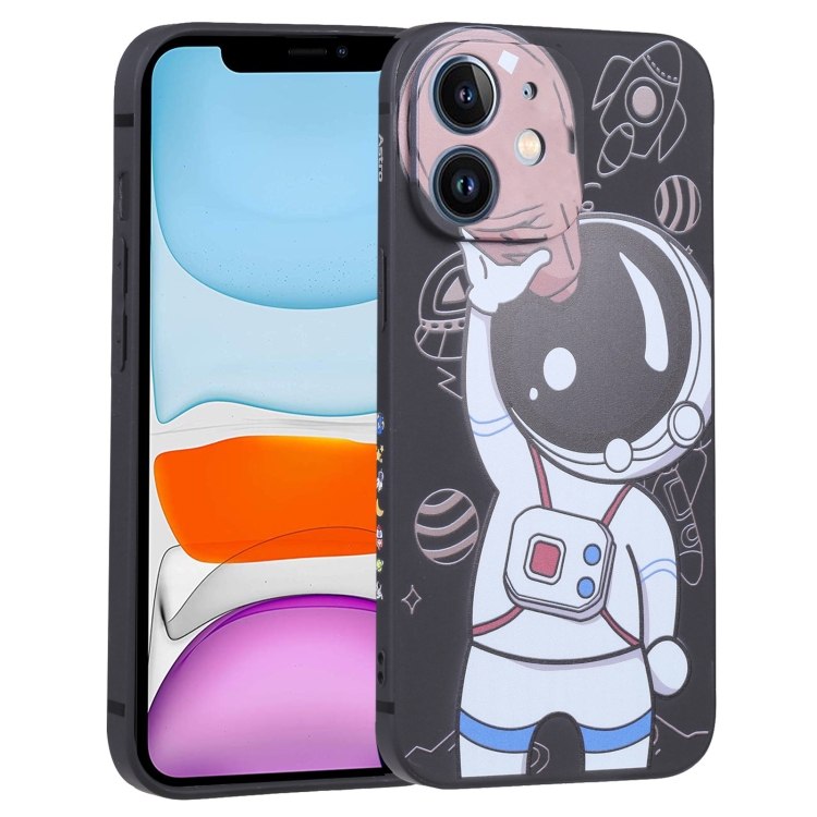 

For iPhone 11 Spaceman Binoculars Phone Case(Black and Brown)