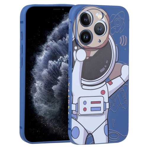 

For iPhone 11 Pro Spaceman Binoculars Phone Case(Blue and Beige)