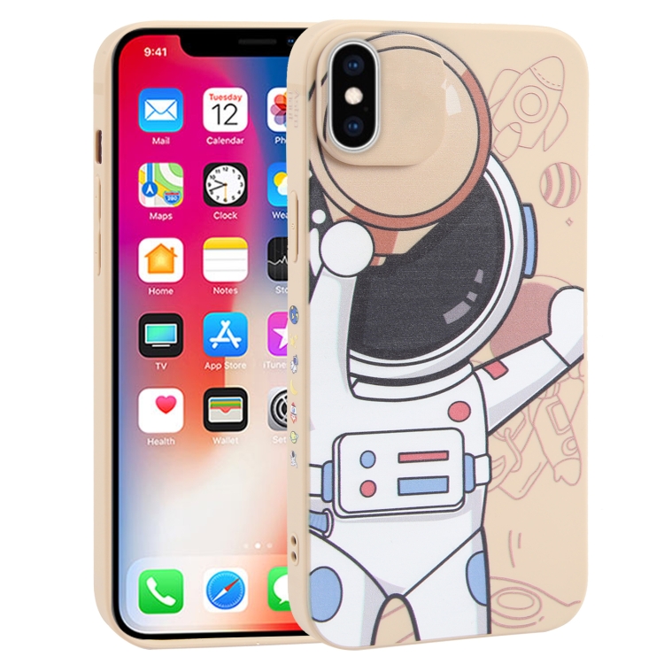 

For iPhone XS / X Spaceman Binoculars Phone Case(Beige)