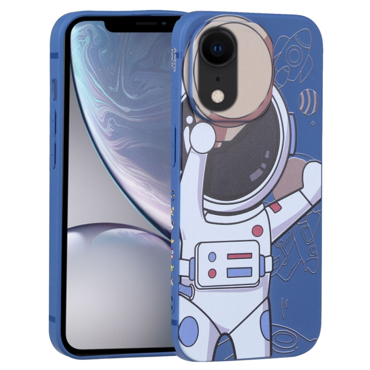 

For iPhone XR Spaceman Binoculars Phone Case(Blue and Beige)