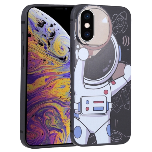 

For iPhone XS Max Spaceman Binoculars Phone Case(Black and Beige)