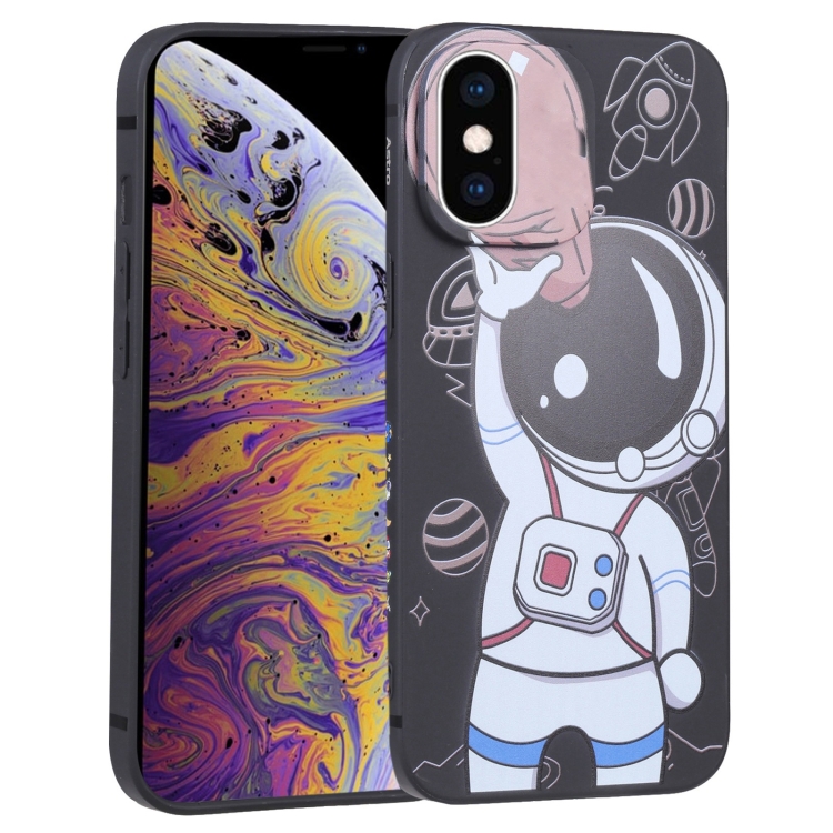 

For iPhone XS Max Spaceman Binoculars Phone Case(Black and Brown)