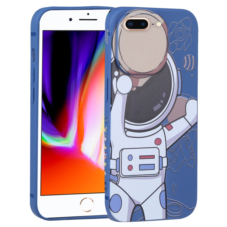 

For iPhone 8 Plus / 7 Plus Spaceman Binoculars Phone Case(Blue and Beige)