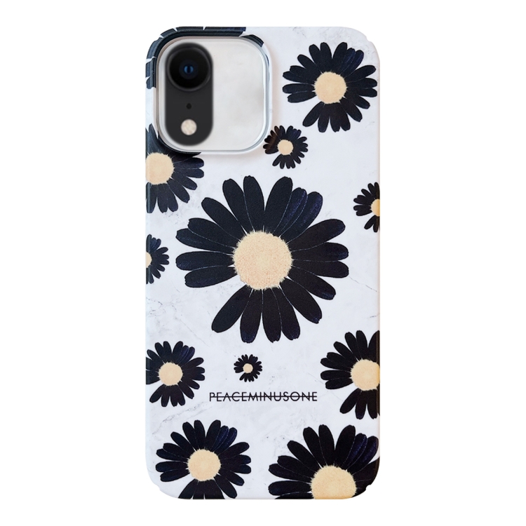 

For iPhone XR Frosted Daisy Film Phone Case(Black Flower)