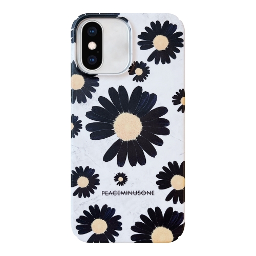 

For iPhone XS Max Frosted Daisy Film Phone Case(Black Flower)