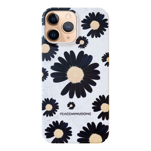 

For iPhone 11 Pro Max Frosted Daisy Film Phone Case(Black Flower)