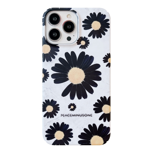 

For iPhone 12 Pro Frosted Daisy Film Phone Case(Black Flower)