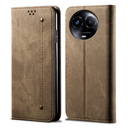 

For Realme 11 5G Global / 11x Denim Texture Flip Leather Phone Case(Khaki)