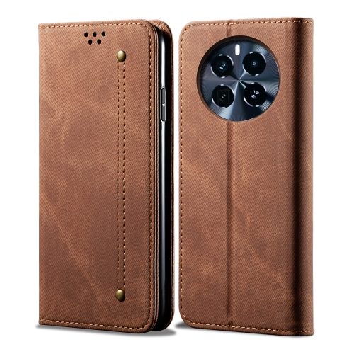 

For Realme GT5 Pro Denim Texture Flip Leather Phone Case(Brown)