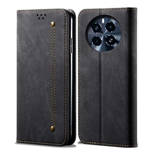 

For Realme GT5 Pro Denim Texture Flip Leather Phone Case(Black)