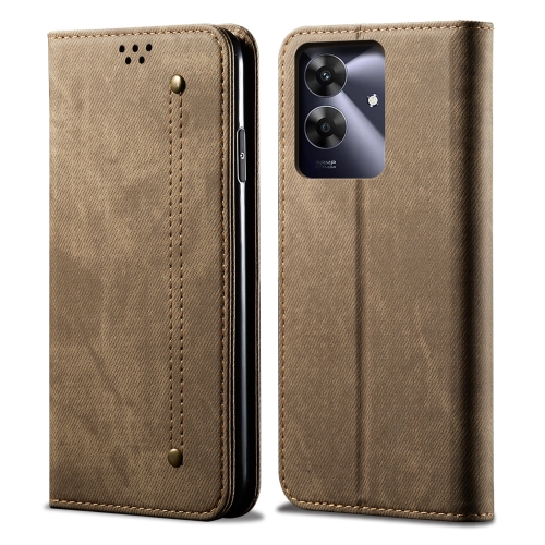 

For Realme Note 60 4G / C61 4G Denim Texture Flip Leather Phone Case(Khaki)