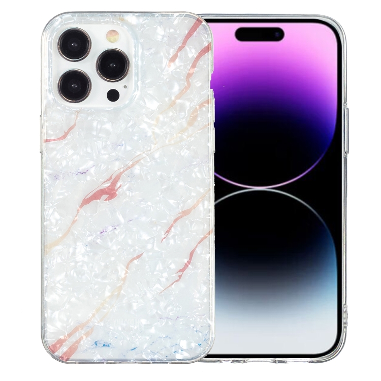 

For iPhone 14 Pro Max IMD Shell Pattern TPU Phone Case(White Marble)