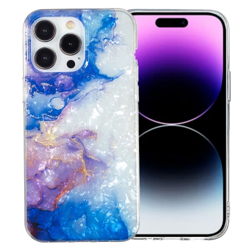 

For iPhone 14 Pro IMD Shell Pattern TPU Phone Case(Sky Blue Purple Marble)