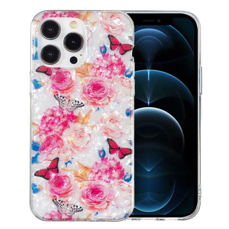 

For iPhone 12 Pro Max IMD Shell Pattern TPU Phone Case(Butterfly Flower)