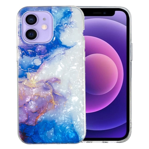 

For iPhone 12 IMD Shell Pattern TPU Phone Case(Sky Blue Purple Marble)