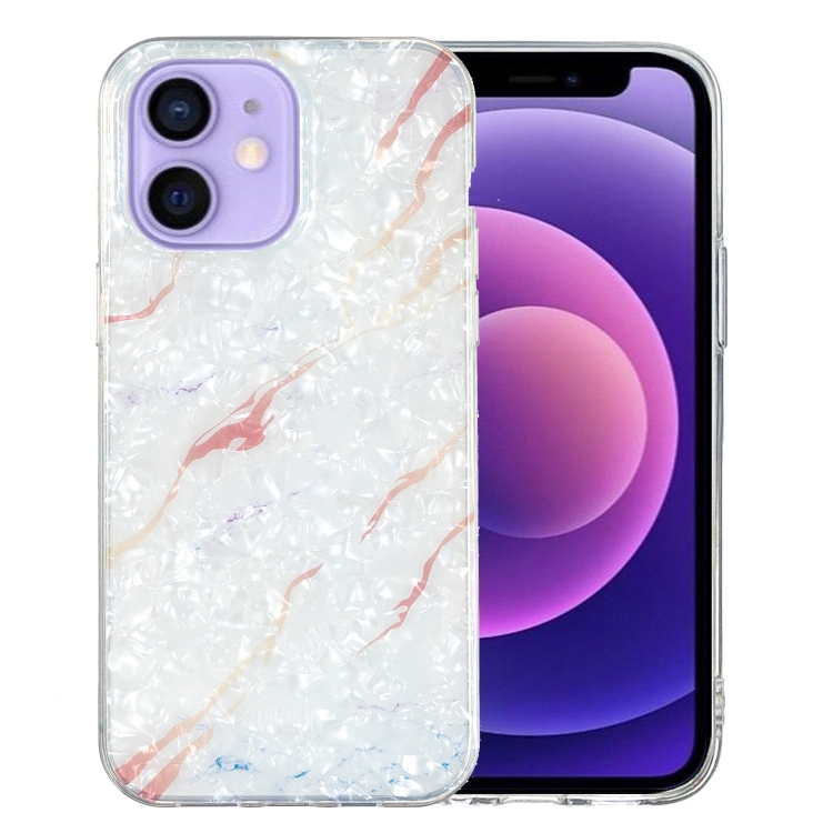 

For iPhone 12 mini IMD Shell Pattern TPU Phone Case(White Marble)