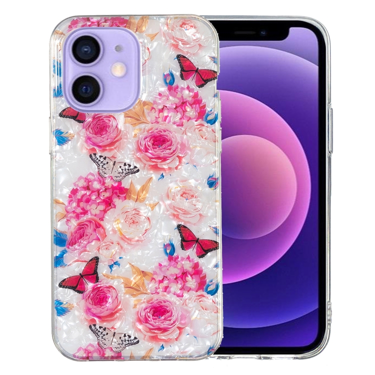 

For iPhone 12 mini IMD Shell Pattern TPU Phone Case(Butterfly Flower)