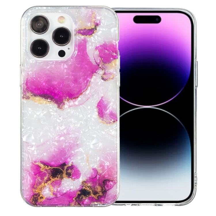 

For iPhone 15 Pro Max IMD Shell Pattern TPU Phone Case(Red Marble)