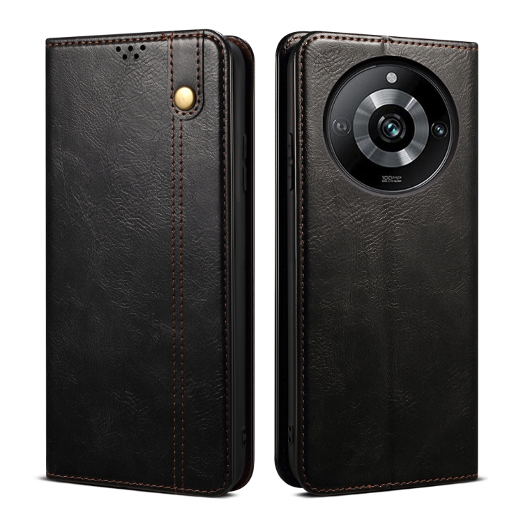 

For Realme 11 Pro / 11 Pro+ Oil Wax Crazy Horse Texture Leather Phone Case(Black)