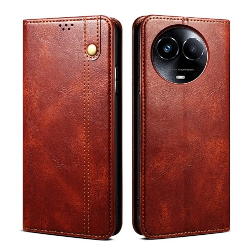

For Realme 11 5G Global / 11x Oil Wax Crazy Horse Texture Leather Phone Case(Brown)