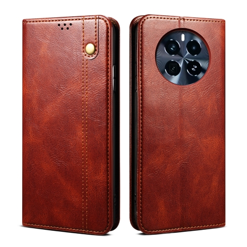 

For Realme GT5 Pro Oil Wax Crazy Horse Texture Leather Phone Case(Brown)