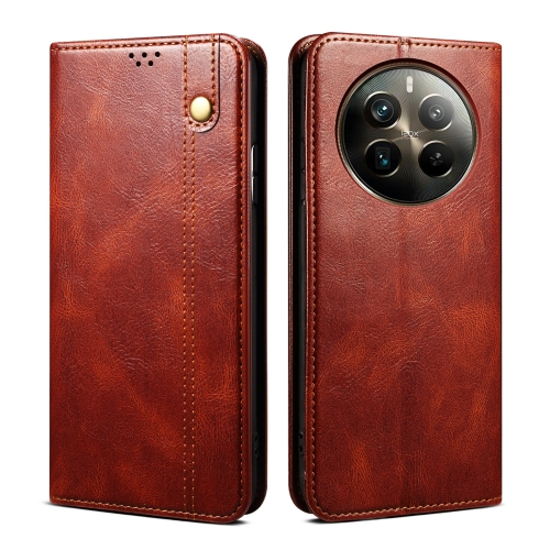

For Realme 12 Pro / 12 Pro+ Oil Wax Crazy Horse Texture Leather Phone Case(Brown)