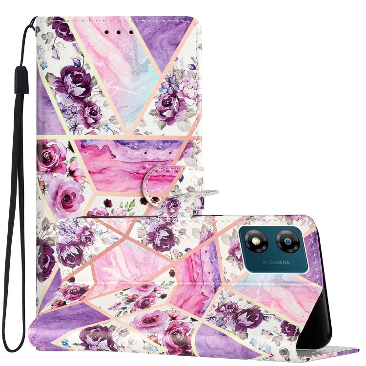 

For Motorola Moto E13 Colored Drawing Leather Phone Case(Purple Marble)