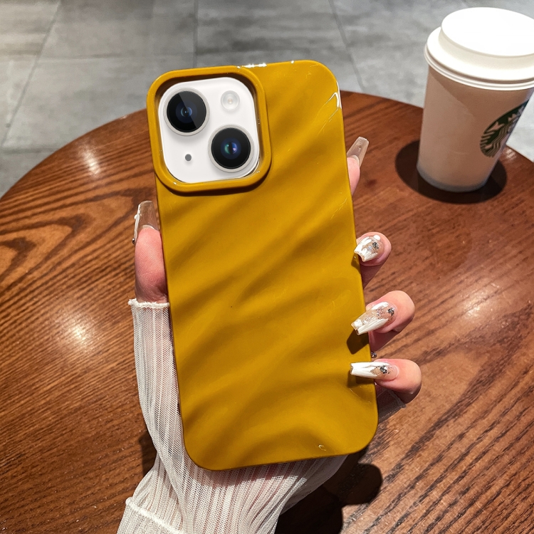 

For iPhone 14 Plus Solid Color Wave Texture TPU Phone Case(Ginger)